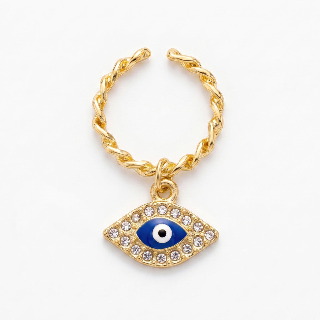 Desihi Ring Anti-Tarnish Evil Eye Charm (Adjustable Size)