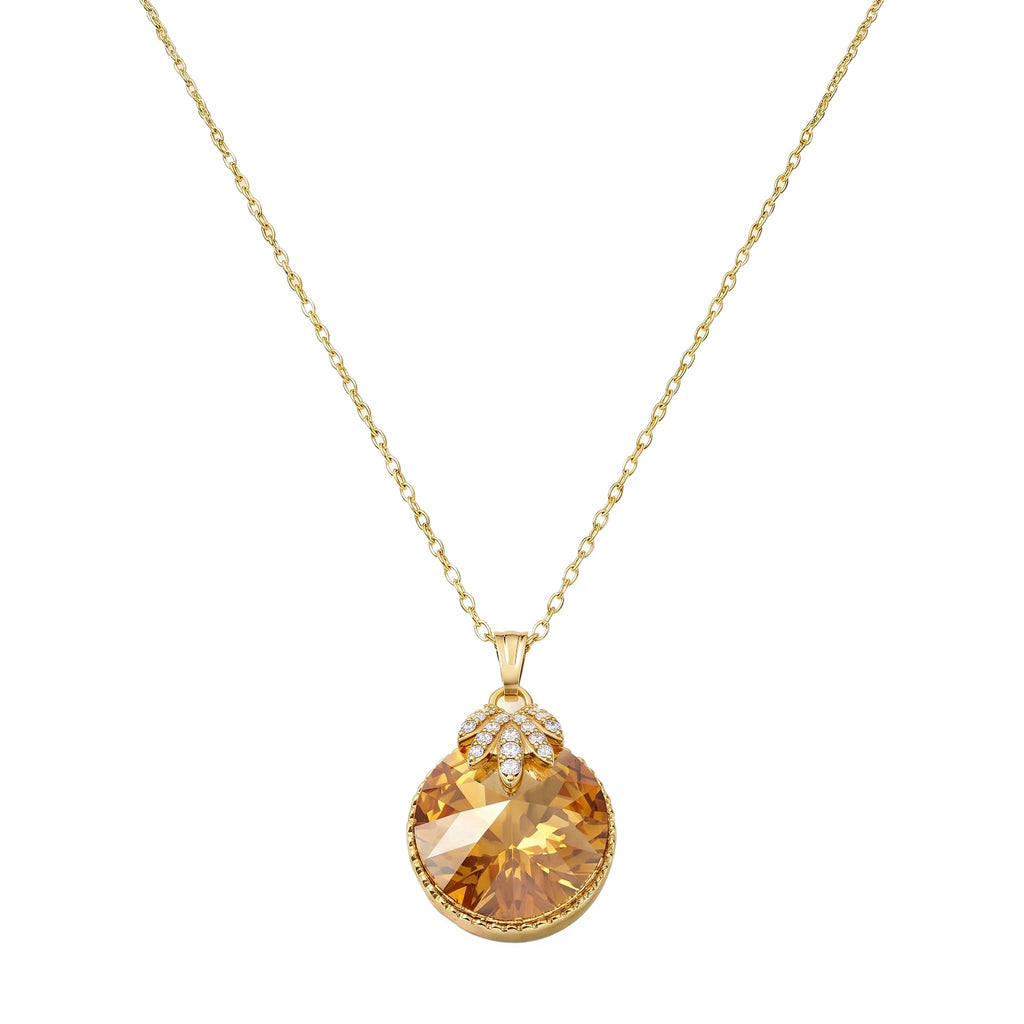 Desihi Necklace Anti-Tarnish Round Champagne Pendant