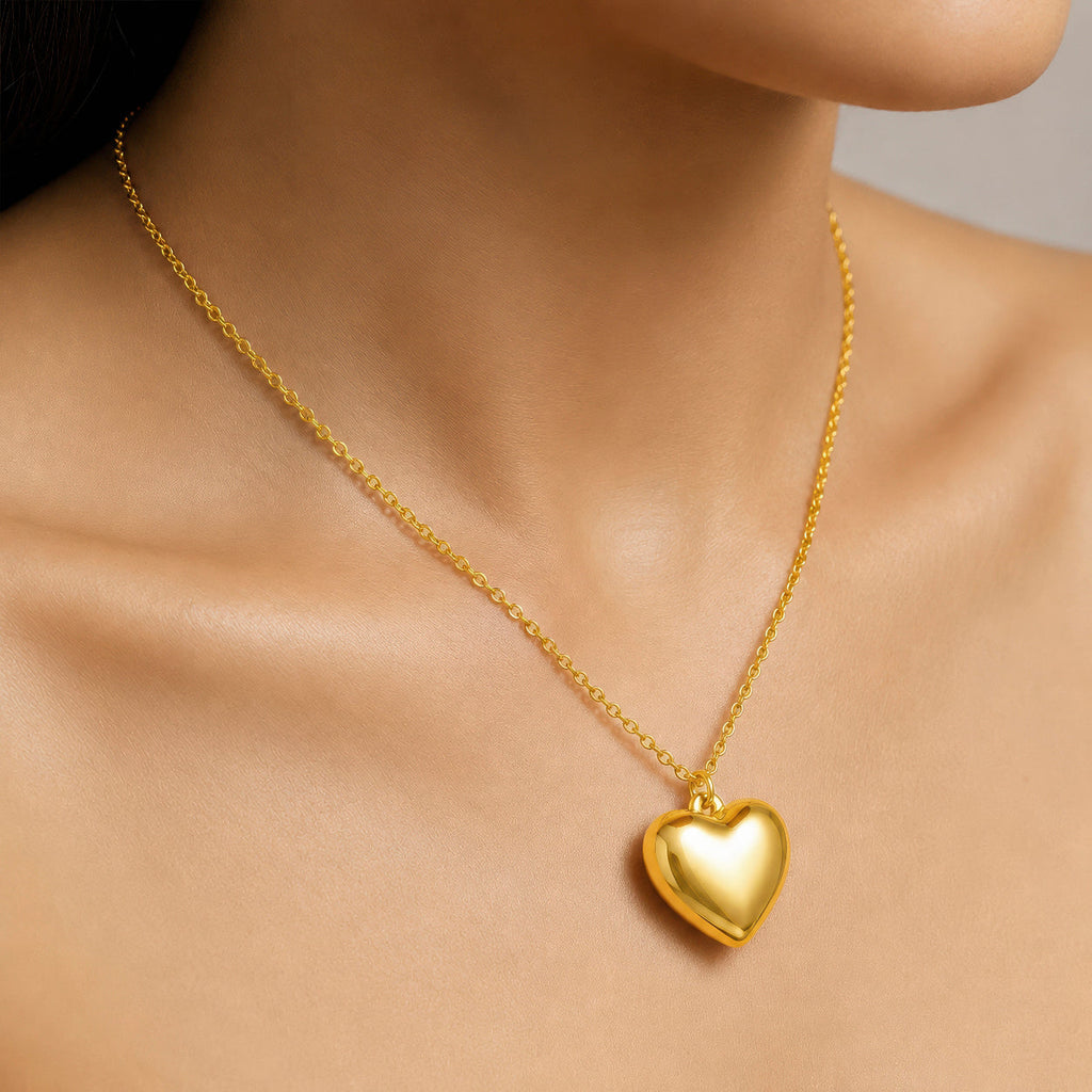 Desihi Necklace Anti-Tarnish Puffy Heart Chain