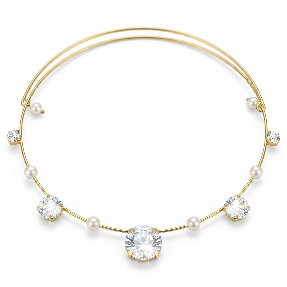 Desihi Necklace Anti-Tarnish Pearl Crystal Collar