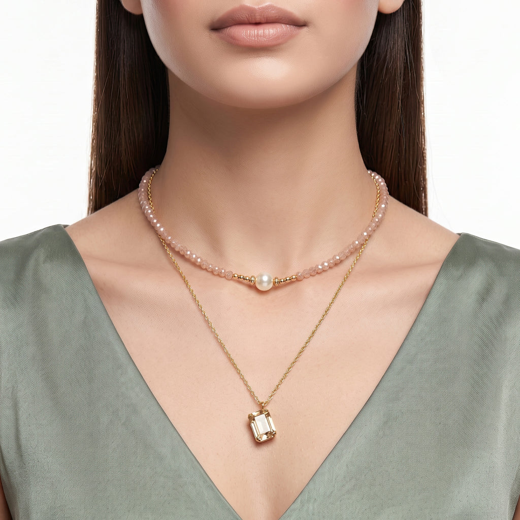Desihi Necklace Anti-Tarnish Champagne Layered