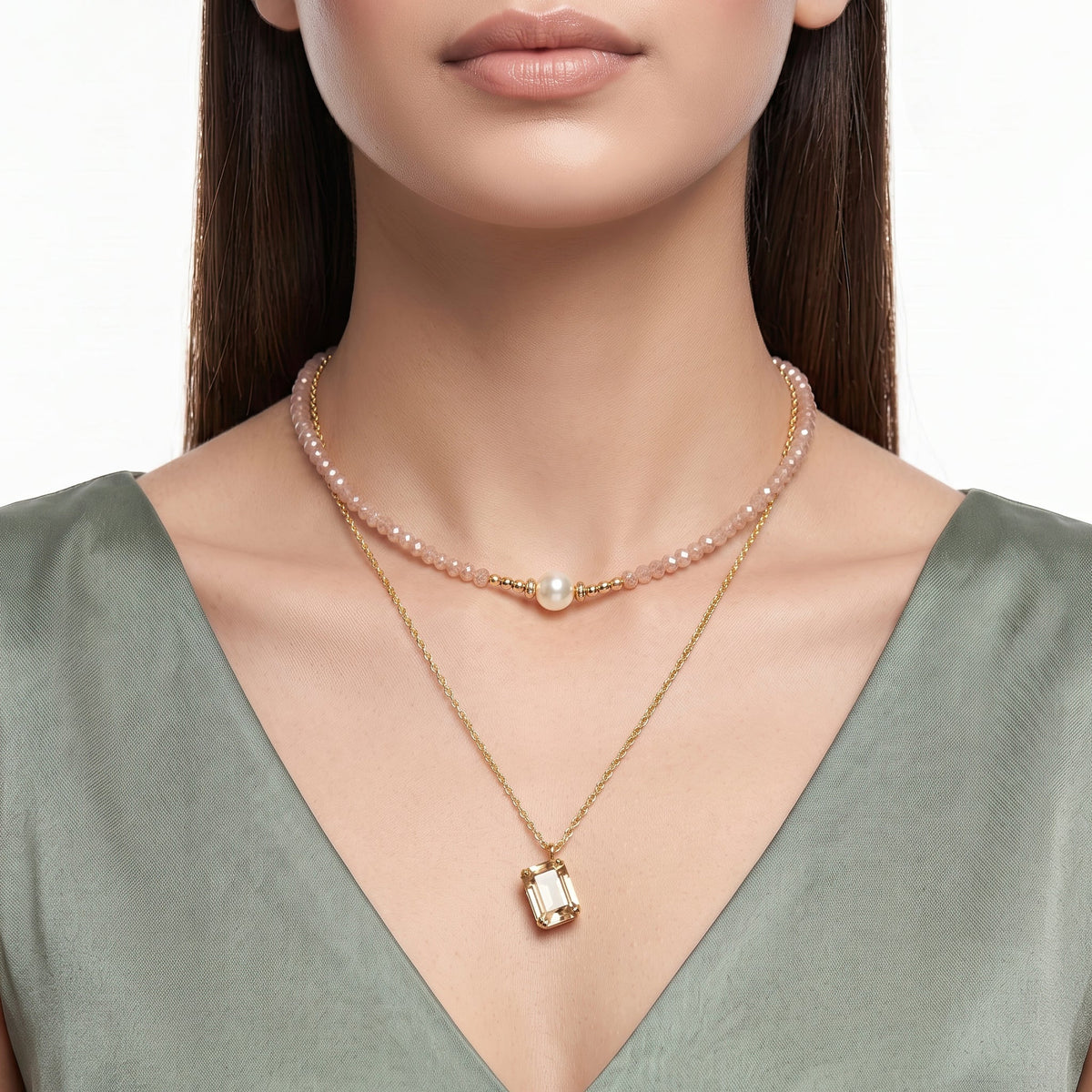 Desihi Necklace Anti-Tarnish Champagne Layered