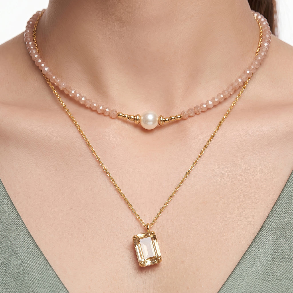 Desihi Necklace Anti-Tarnish Champagne Layered