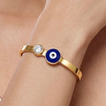 Desihi Bracelet Anti-Tarnish Gold Plated Evil Eye Bangle (Adjustable Size)