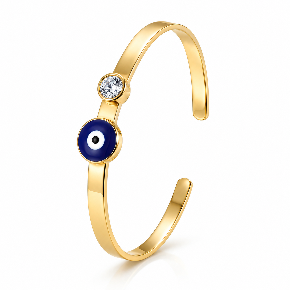 Desihi Bracelet Anti-Tarnish Gold Plated Evil Eye Bangle (Adjustable Size)