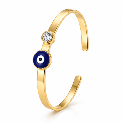 Desihi Bracelet Anti-Tarnish Gold Plated Evil Eye Bangle (Adjustable Size)