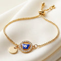 Desihi Bracelet Anti-Tarnish Gold Plated Evil Eye (Adjustable Size)