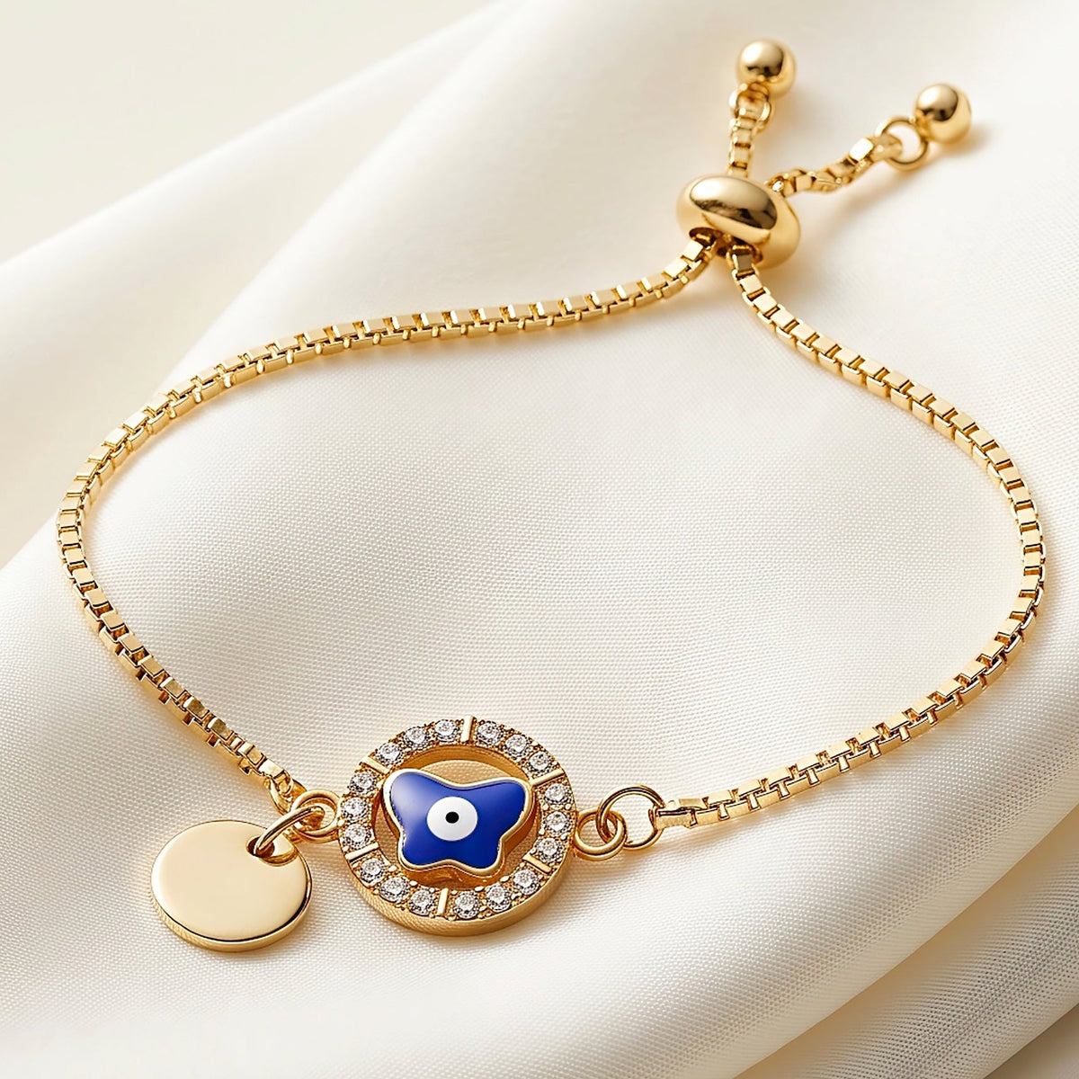 Desihi Bracelet Anti-Tarnish Gold Plated Evil Eye (Adjustable Size)