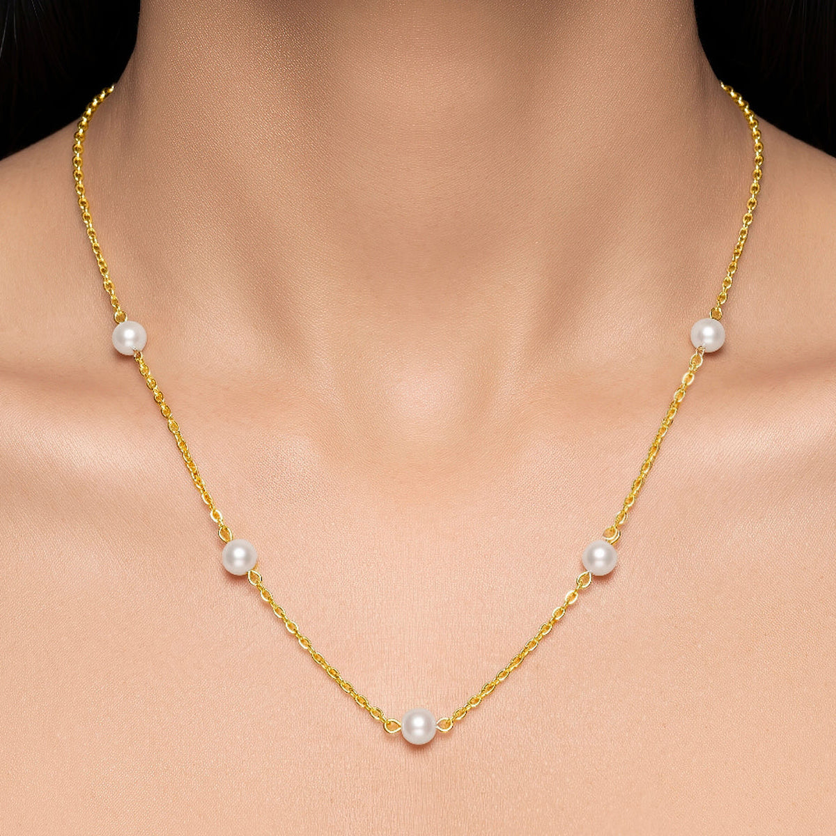 Desihi Necklace Anti-Tarnish Gold Plated Pearl Chain