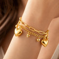 Desihi Bracelet Anti-Tarnish Gold Plated Layered Heart Charms (Adjustable Size)