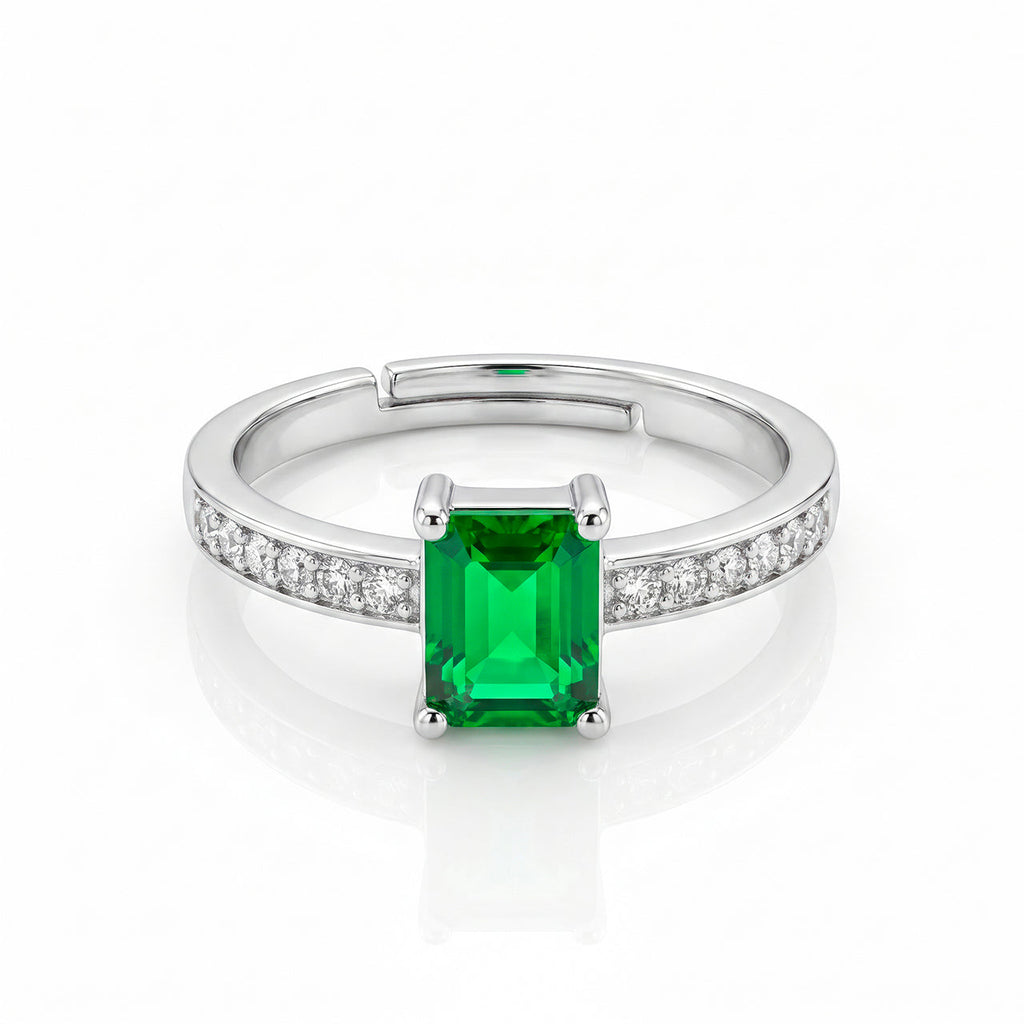 Desihi Ring Anti-Tarnish Emerald Green Crystal (Adjustable Size)
