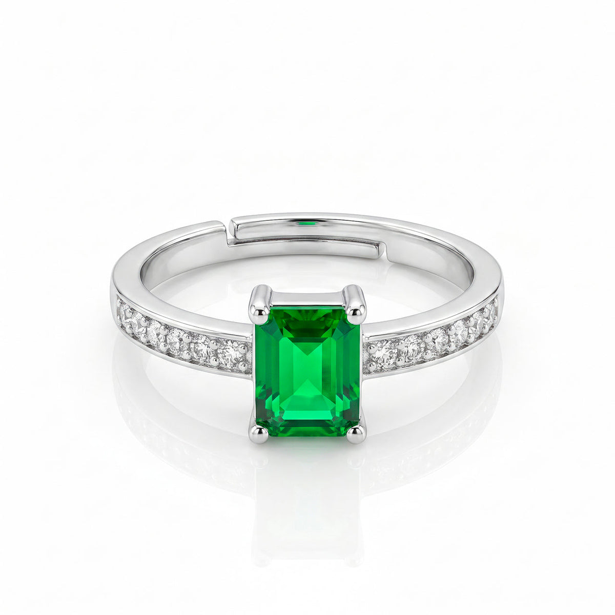 Desihi Ring Anti-Tarnish Emerald Green Crystal (Adjustable Size)