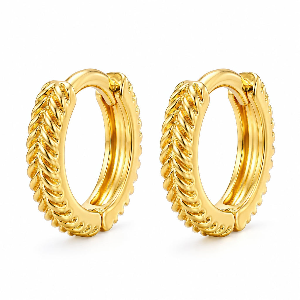Desihi Earrings Anti-Tarnish Gold Plated Chevron Huggies