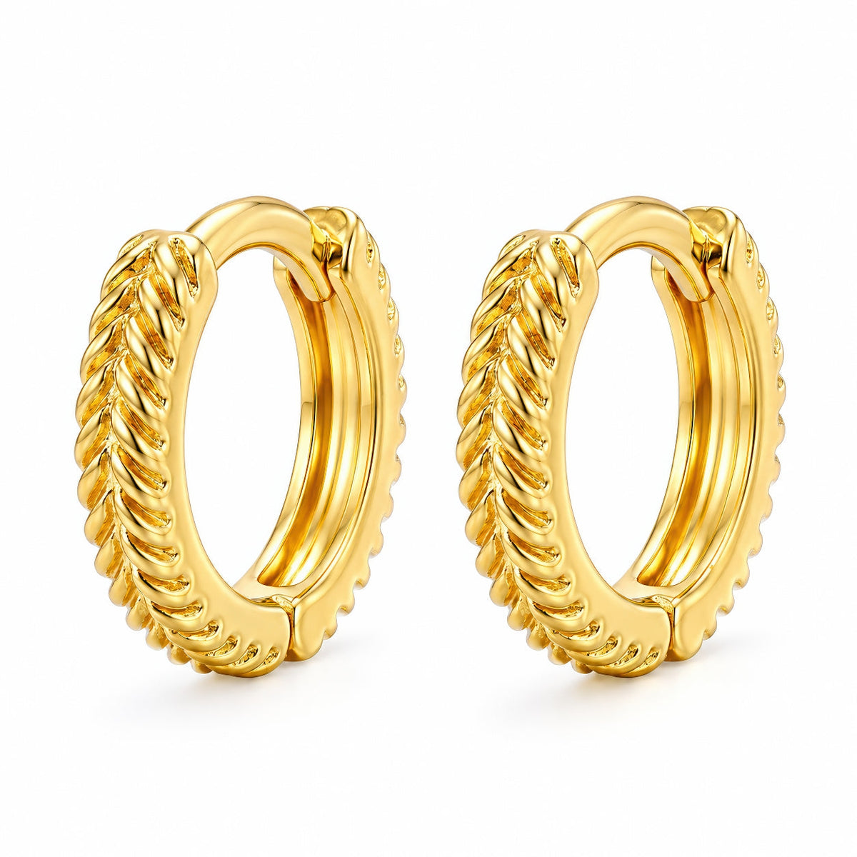 Desihi Earrings Anti-Tarnish Gold Plated Chevron Huggies