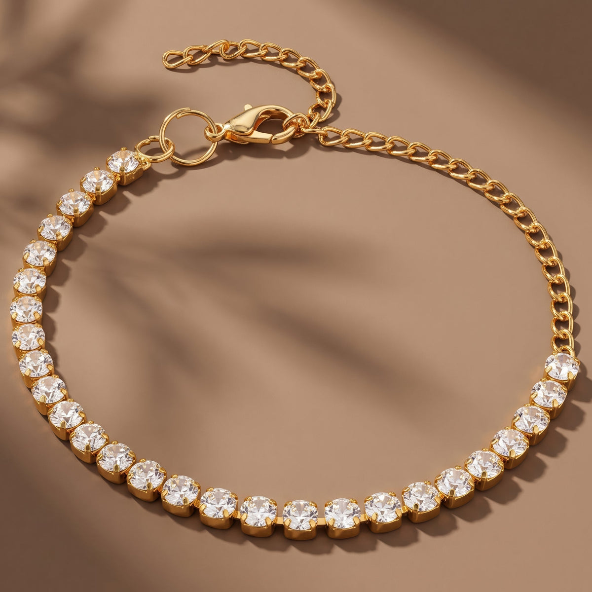 Desihi Bracelet Anti-Tarnish Gold Plated Round Crystals (Adjustable Size)