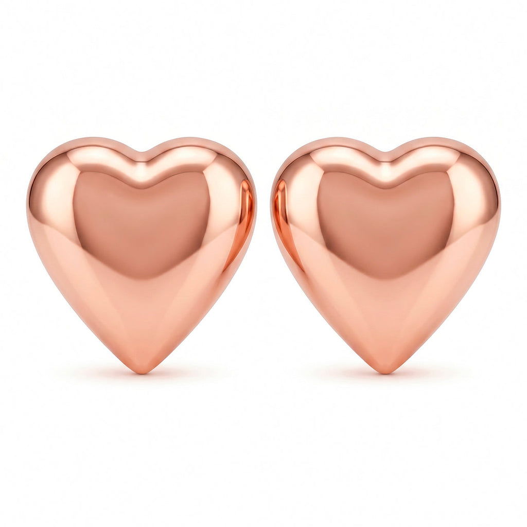 Desihi Earrings Anti-Tarnish Rose Gold Plated Puffy Heart
