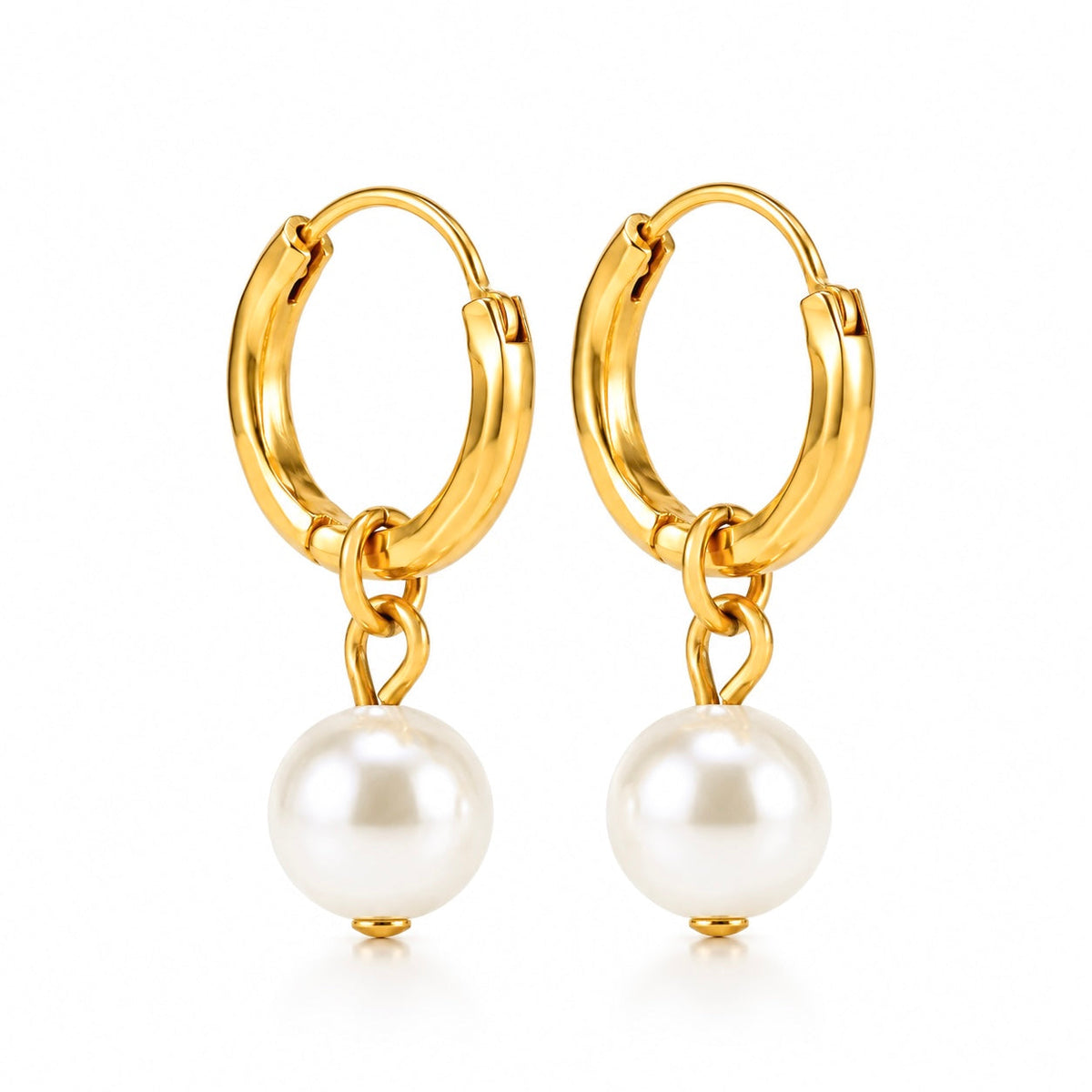 Desihi Earrings Anti-Tarnish Gold Plated White Pearl Danglers
