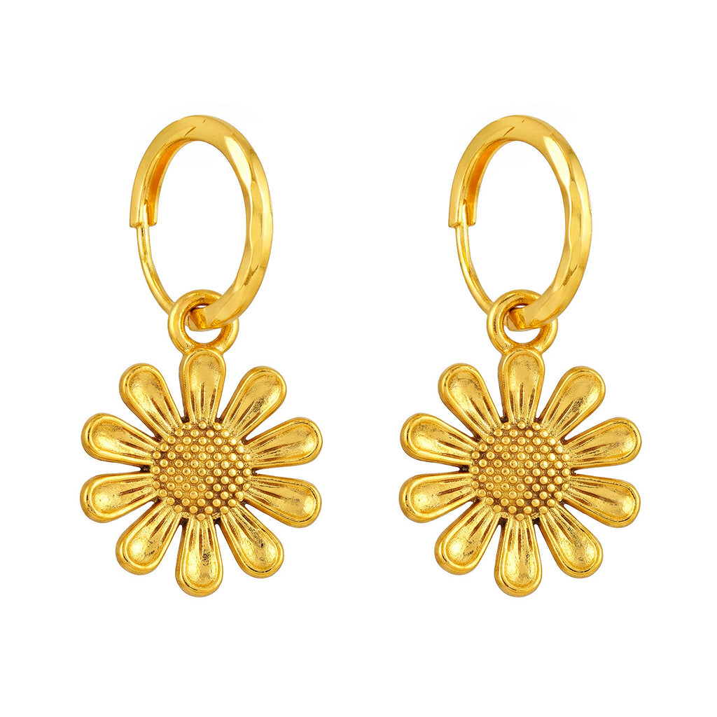 Desihi Earrings Anti-Tarnish Gold Plated Sunflower Hoops
