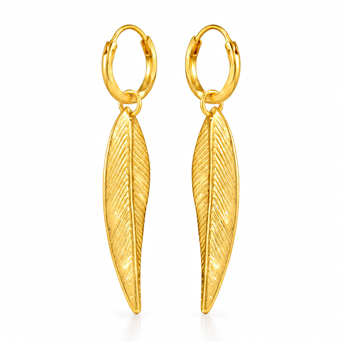 Desihi Earrings Anti-Tarnish Gold Plated Long Leaf Danglers