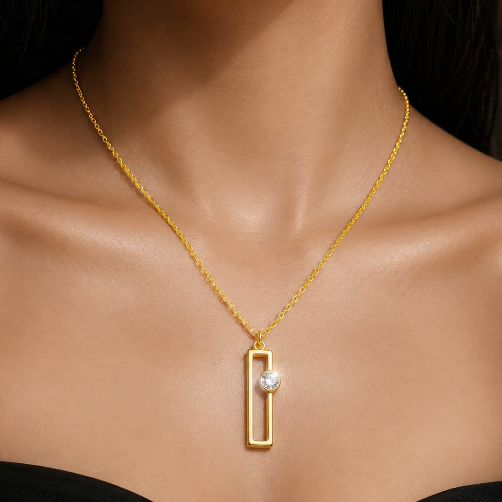 Desihi Necklace Anti-Tarnish Gold Plated Rectangular Frame