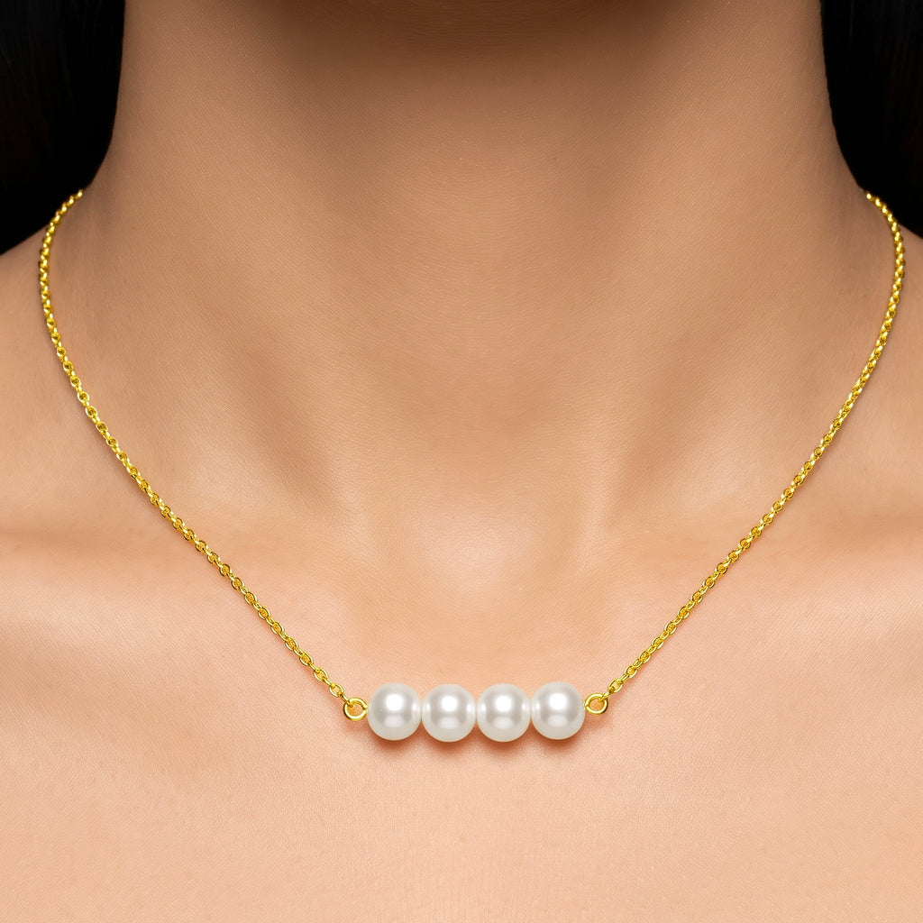Desihi Necklace Anti-Tarnish Gold Plated Pearls Set
