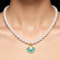 Desihi Necklace Anti-Tarnish Blue Seashell Pearl