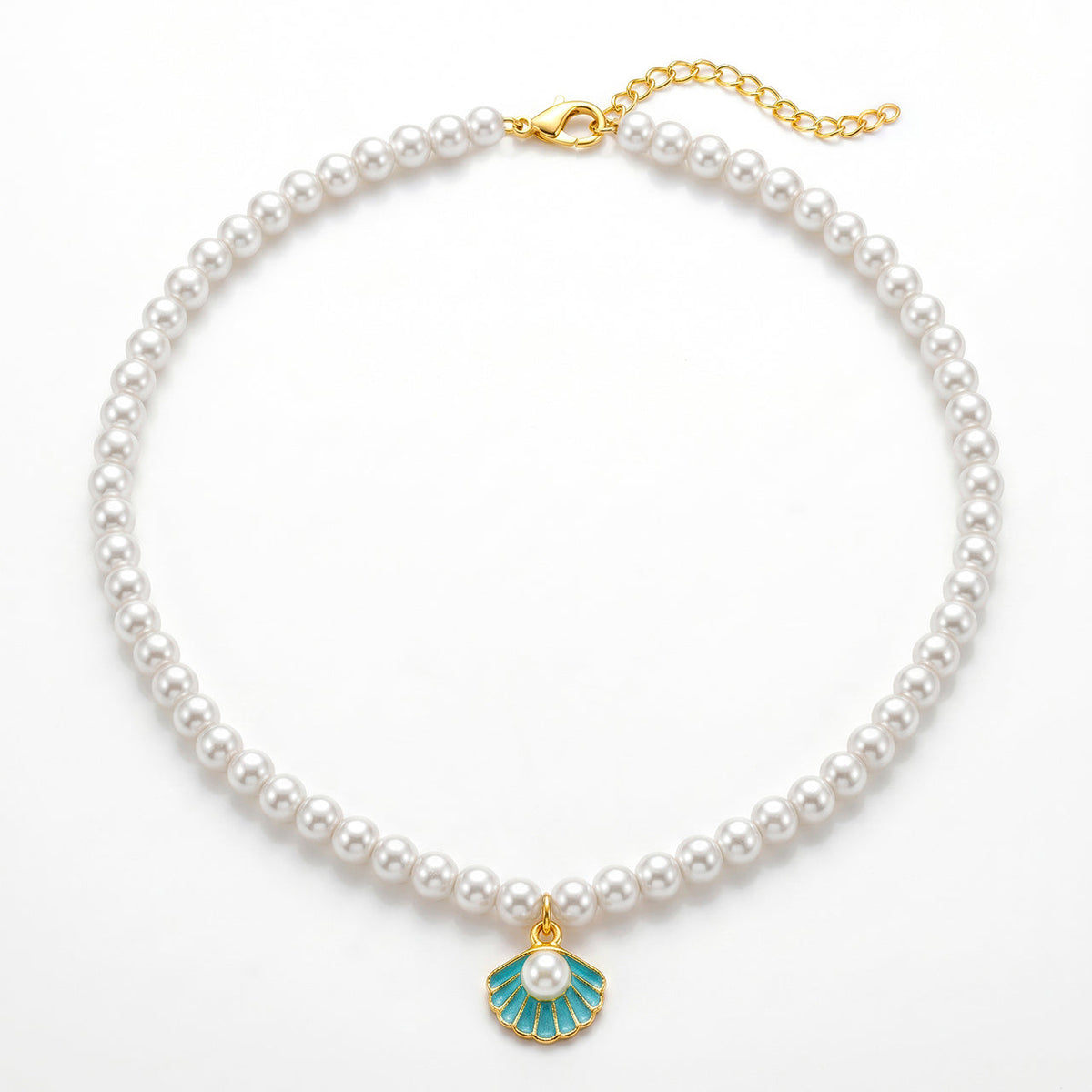 Desihi Necklace Anti-Tarnish Blue Seashell Pearl
