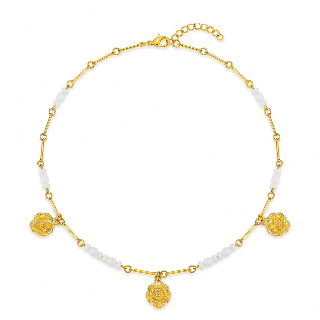 Desihi Necklace Anti-Tarnish Rose Flower Charm
