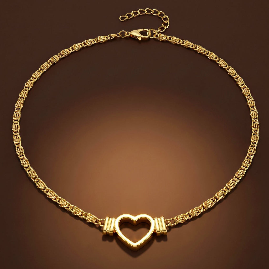 Desihi Necklace Anti-Tarnish Gold Plated Open Heart