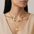 Desihi Necklace Anti-Tarnish Green Pearl Crystal