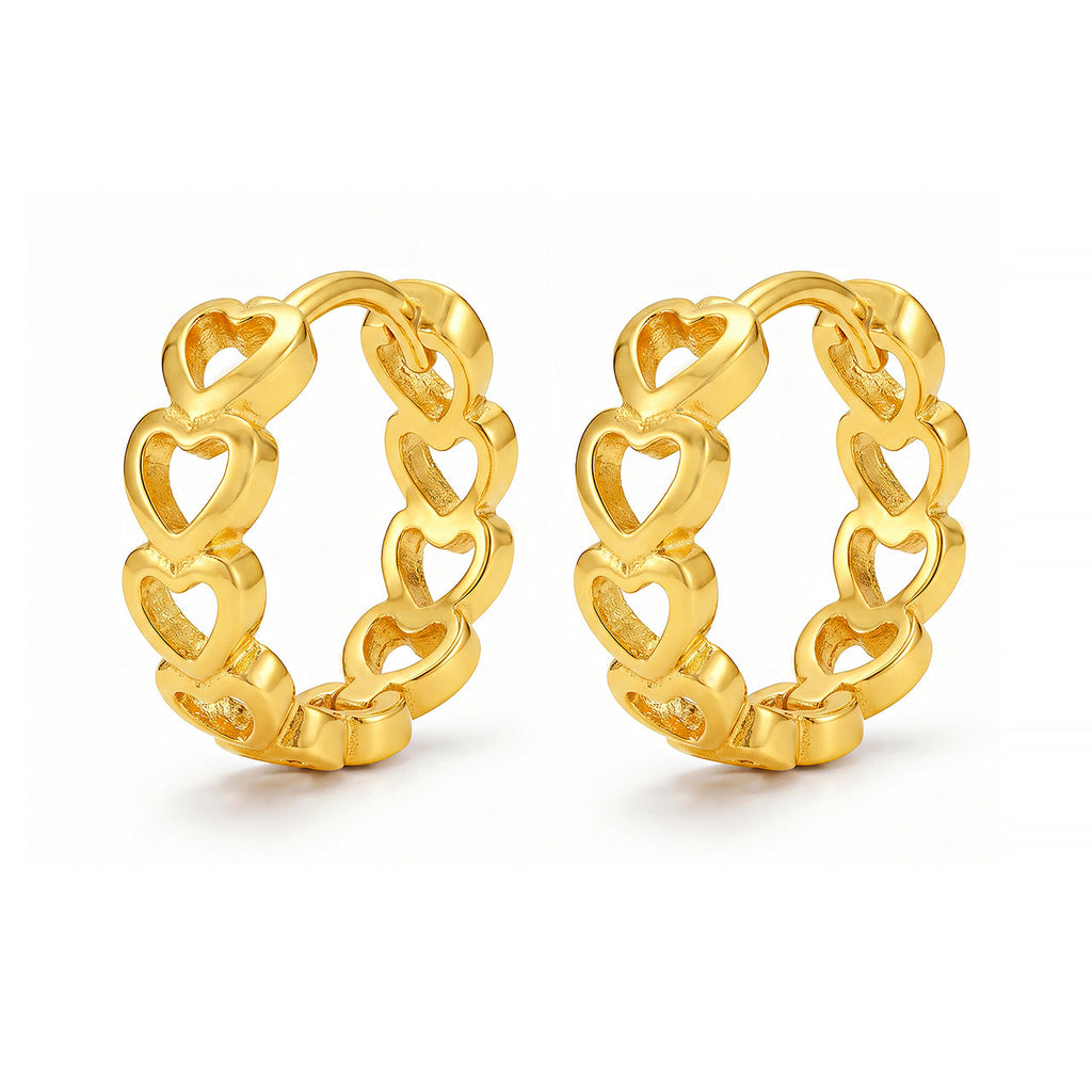 Desihi Earrings Anti-Tarnish Interlocking Heart Hoops