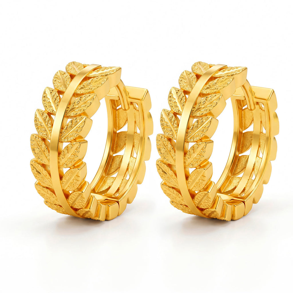 Desihi Earrings Anti-Tarnish Gold Plated Leaf Huggies