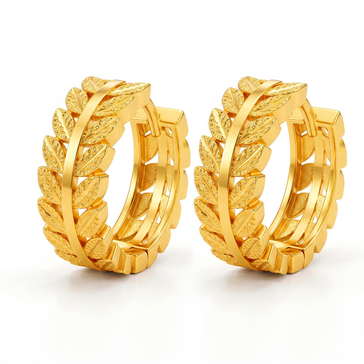 Desihi Earrings Anti-Tarnish Gold Plated Leaf Huggies