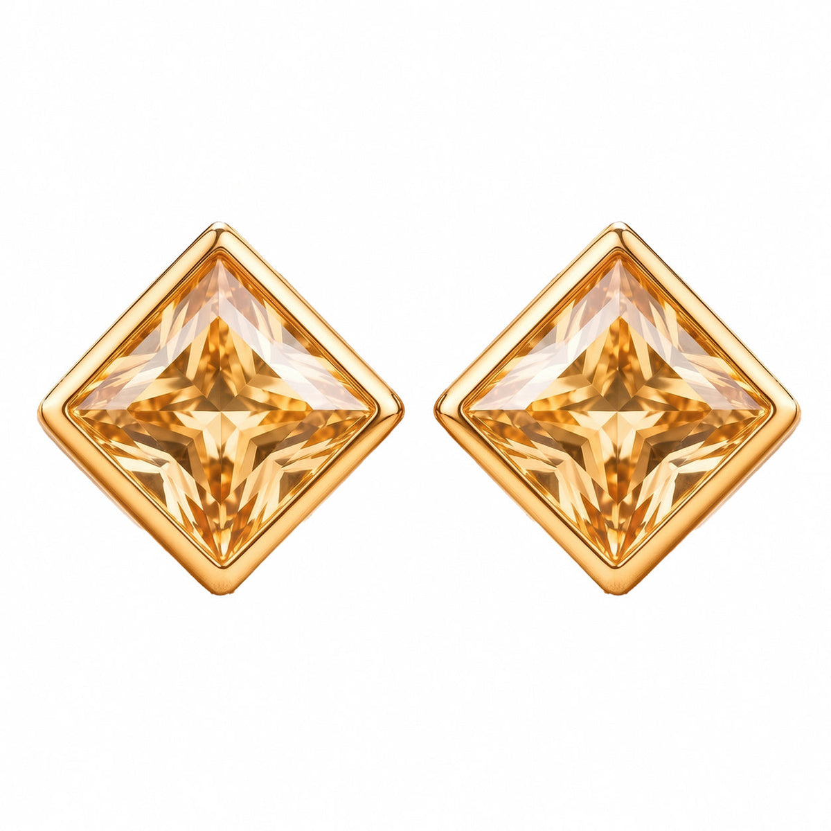 Desihi Earrings Anti-Tarnish Amber Square Crystal