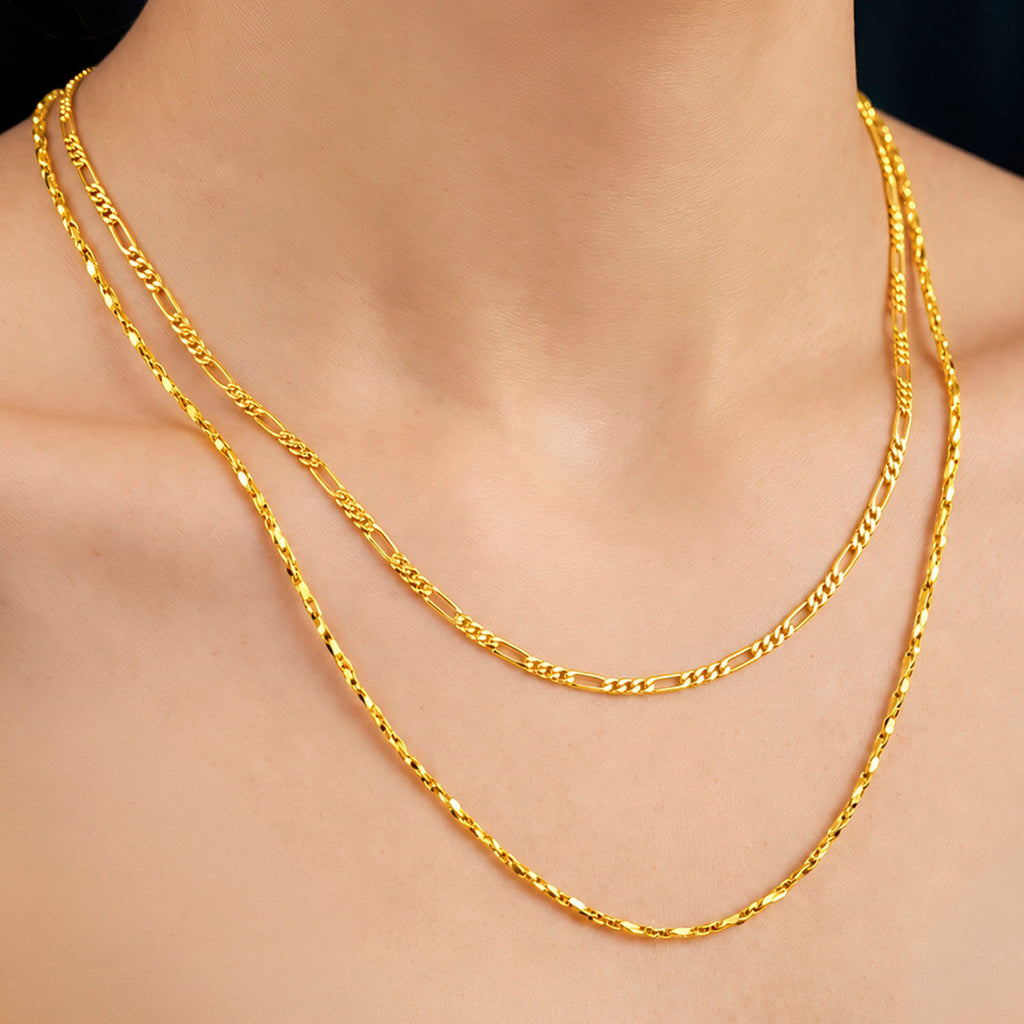 Desihi Necklace Anti-Tarnish Gold Plated Layered Textured Chain