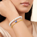 Desihi Bracelet Anti-Tarnish Pearl Evil Eye Set (Adjustable Size)