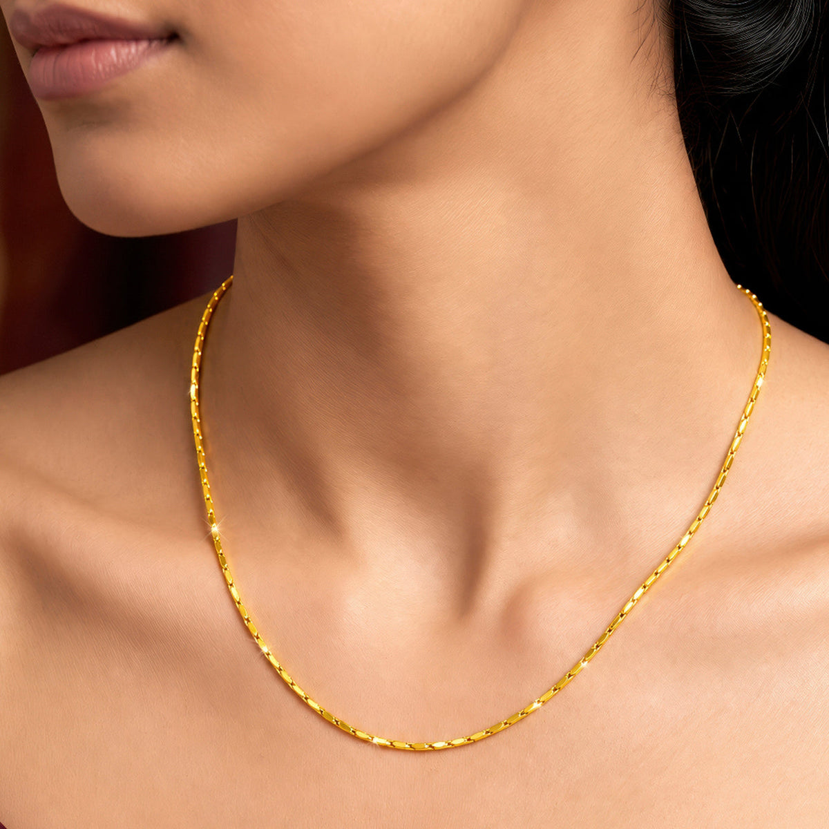 Desihi Necklace Anti-Tarnish Gold Plated Flat Link Chain
