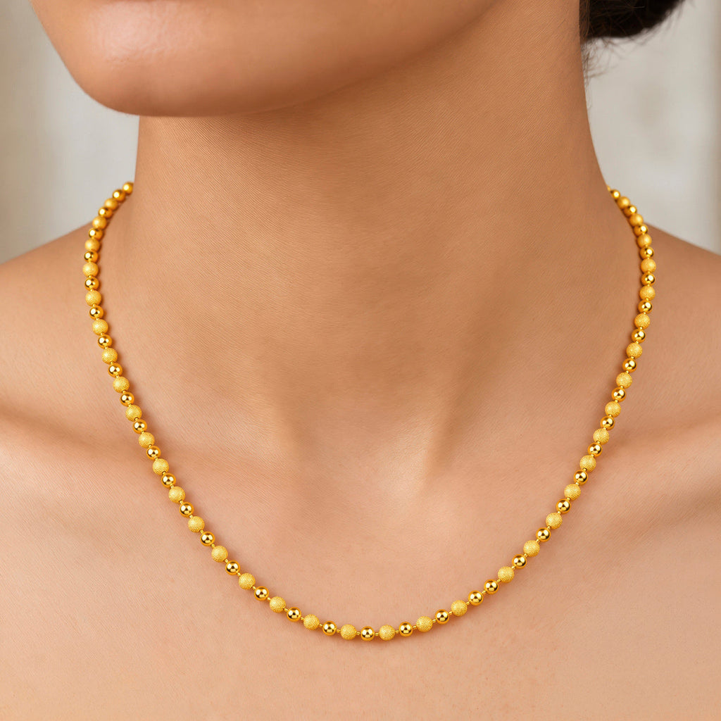 Desihi Necklace Anti-Tarnish Gold Plated Textured Ball Chain