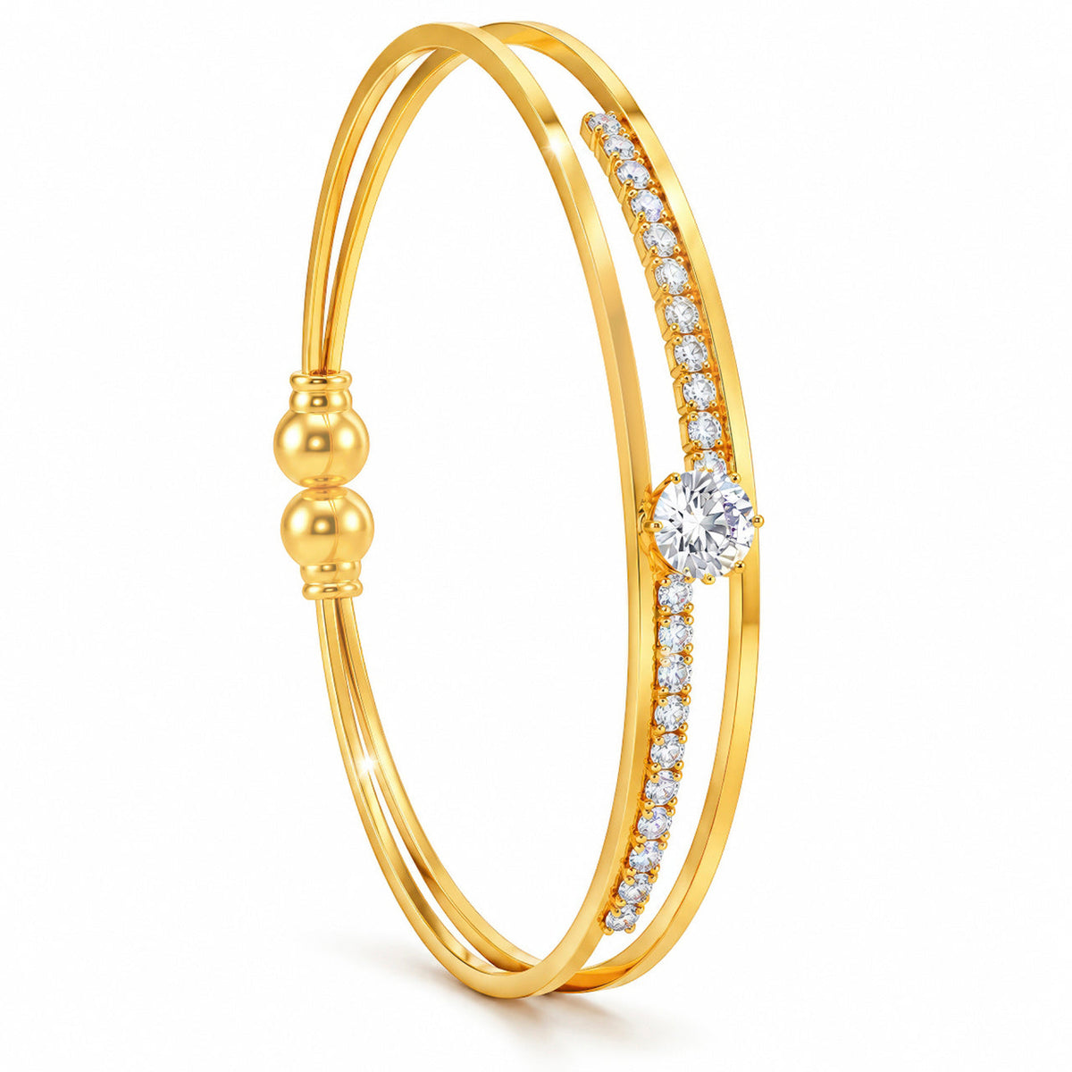 Desihi Bracelet Anti-Tarnish Gold Plated Solitaire Bangle (Adjustable Size)