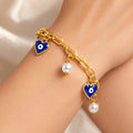 Desihi Bracelet Anti-Tarnish Evil Eye Pearl Chain (Adjustable Size)