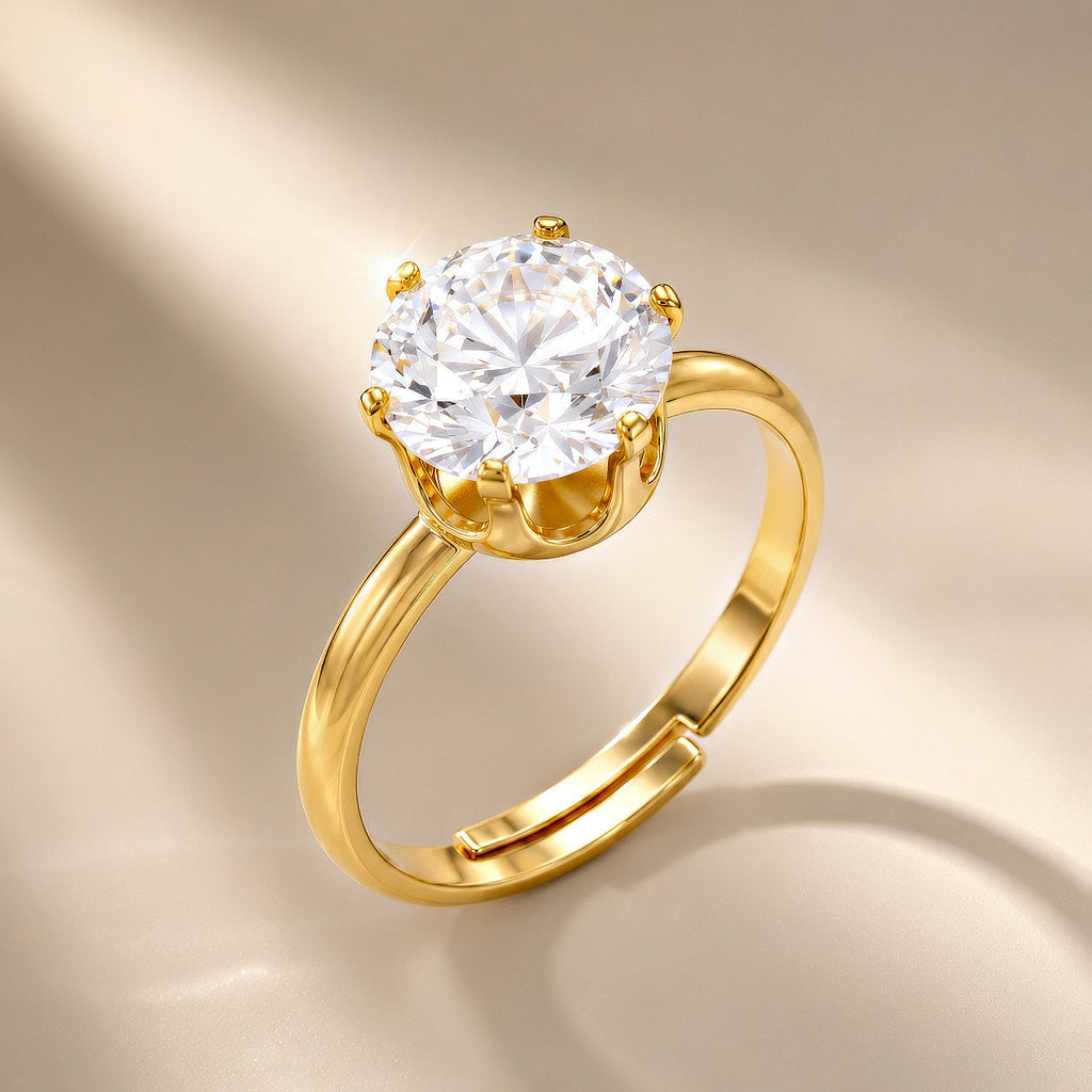 Desihi Ring Anti-Tarnish Gold Plated Solitaire (Adjustable Size)