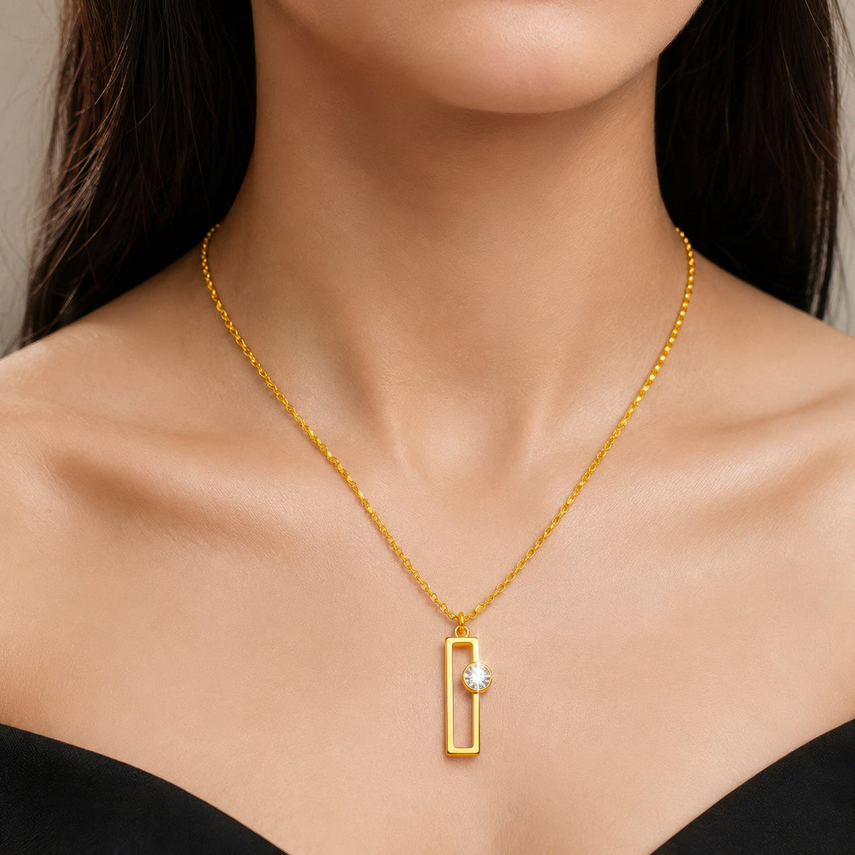 Desihi Necklace Anti-Tarnish Gold Plated Rectangular Frame