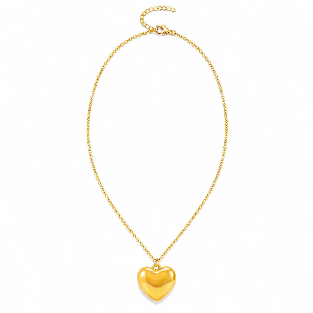 Desihi Necklace Anti-Tarnish Puffy Heart Chain