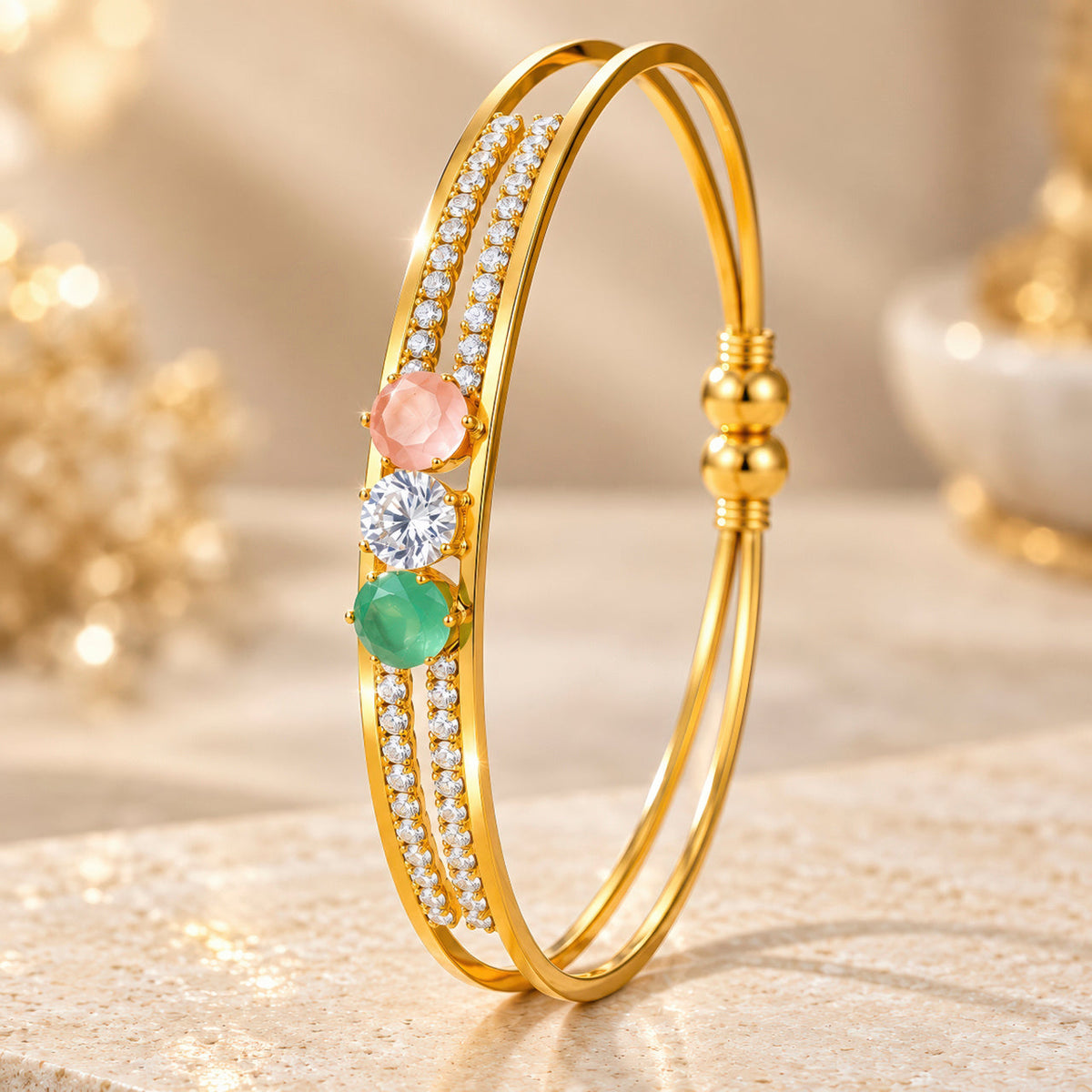 Desihi Bracelet Anti-Tarnish Gold Plated Multicoloured Bangle (Adjustable Size)