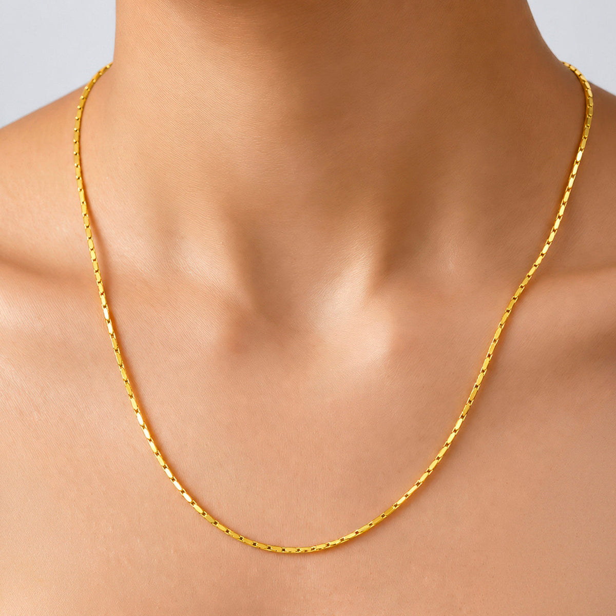 Desihi Necklace Anti-Tarnish Gold Plated Flat Link Chain