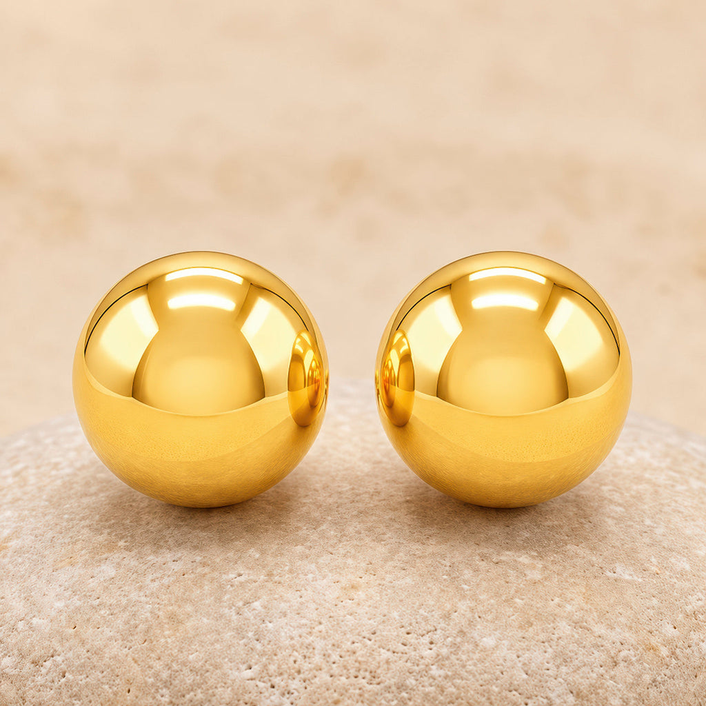 Desihi Earrings Anti-Tarnish Gold Plated Polished Ball Stud