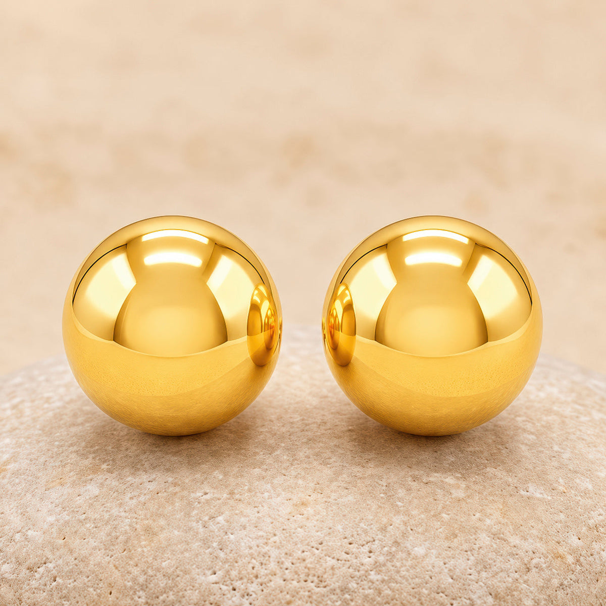 Desihi Earrings Anti-Tarnish Gold Plated Polished Ball Stud
