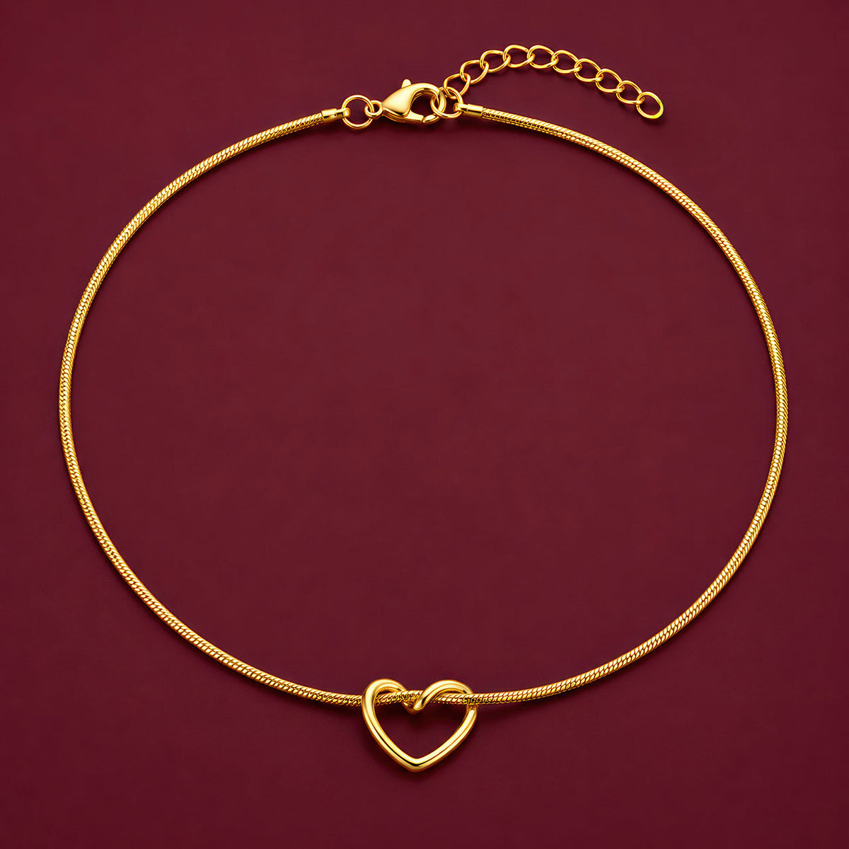 Desihi Necklace Anti-Tarnish Open Heart Snake Chain