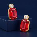 Desihi Earrings Anti-Tarnish Ruby Red Crystal Drop