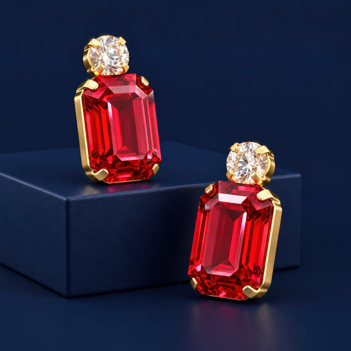 Desihi Earrings Anti-Tarnish Ruby Red Crystal Drop